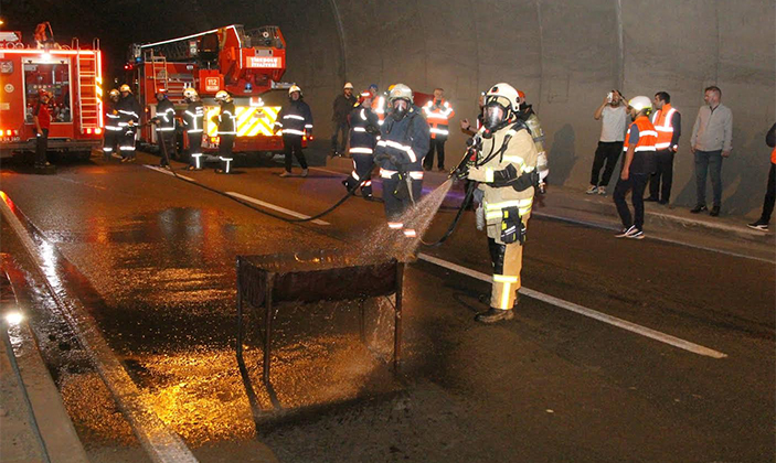 Giresun'da Tünel Yangınına Müdahale Tatbikatı