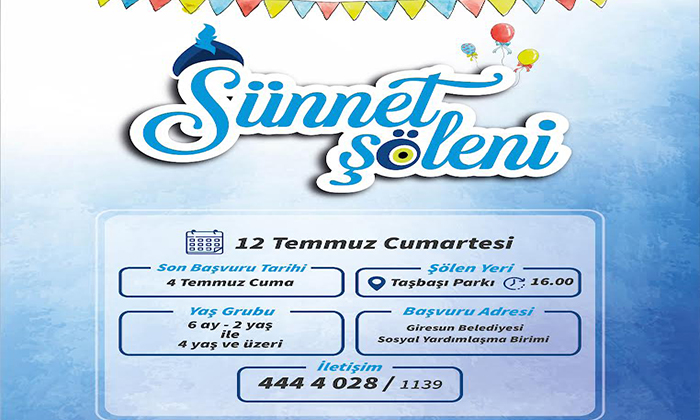 Giresun'da  Sünnet Şöleni İçin Başvurular Başladı