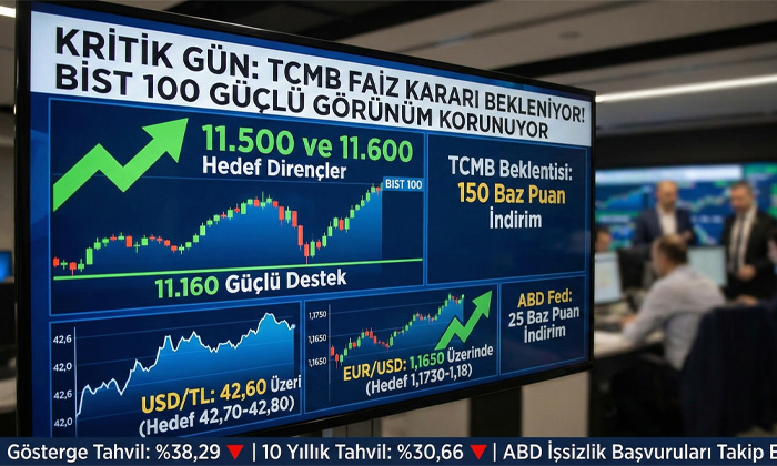 PİYASALARDA KRİTİK GÜN: TCMB Faiz kararı bekleniyor! BIST 100'de 11.160 üzerindeki seyirle güçlü görünüm korunuyor