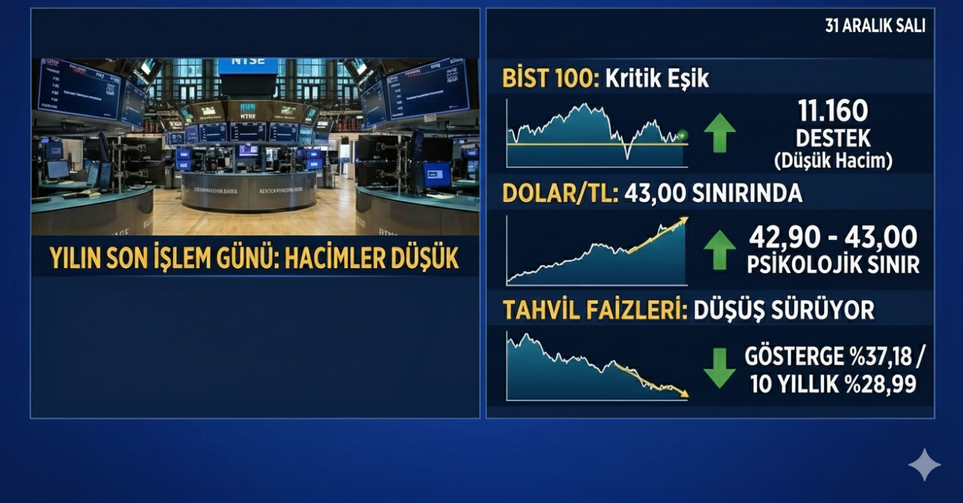 Piyasalarda yıl sonu kapanışı: Borsa 11.160 puan sınırında!