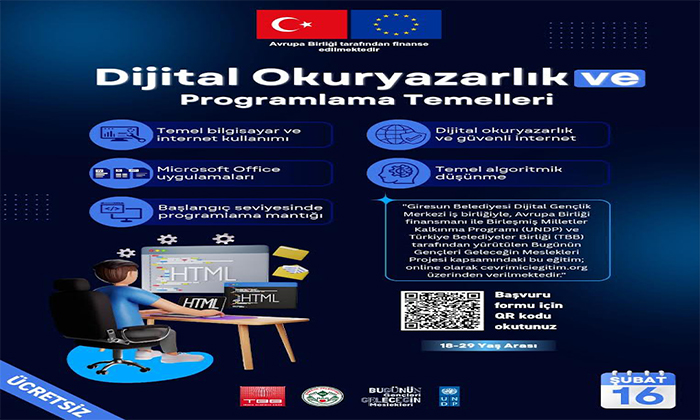 Giresun'da Gençlere Ücretsiz Eğitim: Dijital Okuryazarlık ve Programlama Başlıyor